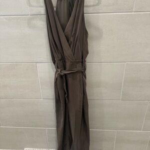 Express Taupe Wrap Jumpsuit